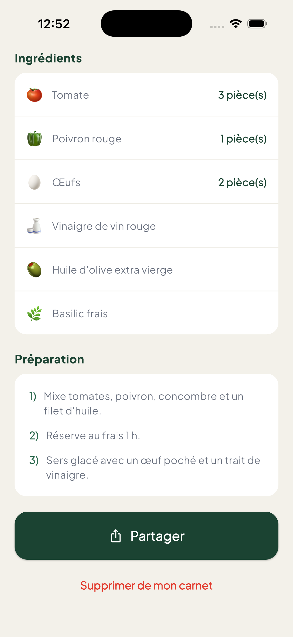 Fiche recette : ingrédients et préparation